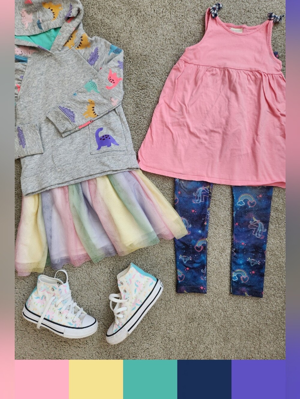 Girls 4T Mix & Match Bundle | Dinosaur, Unicorn, Cute, Pink, School | 4 Pieces